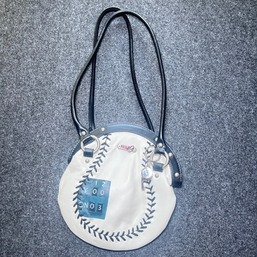 Red 24 Baseball Purse Women Small White Leather Good Novelty Shoulder Bag Whistl